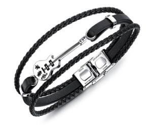 New Fashion Guitar Bracelet Braided Multilayer PU Leather Bracelets Bangles Men Casual Vintage Punk Jewelry