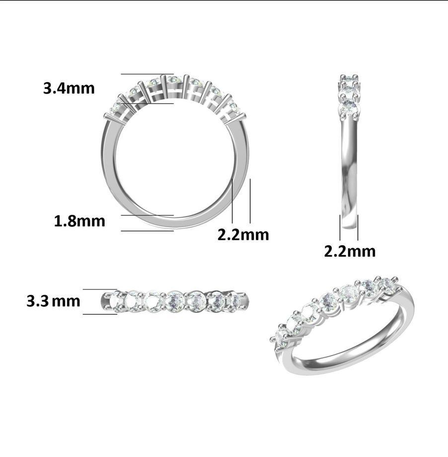 925 Sterling Silver Moissanite Jewelry 0.7CT Vvs1 Classic Style Moissanite Diamond Eternity Band Ring for Women