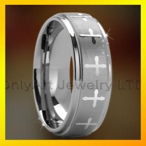 Fashion Men Cross Tungsten Steel Ring Jewelry