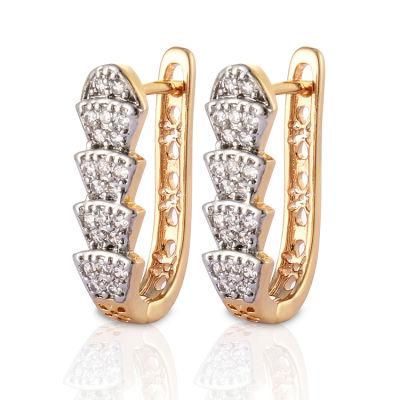 Women Fashion Costume Imitation 14K 18K Gold Plated Jewelry with CZ Pearl Hoop Huggie Earring