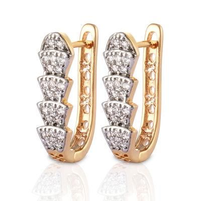 Women Fashion Costume Imitation 14K 18K Gold Plated Jewelry with CZ Pearl Hoop Huggie Earring