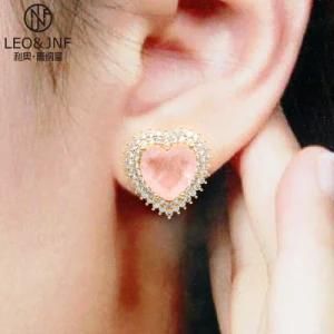 Wholesale Jewelry Fashion Earrings Heart-Shaped Center Stone 925 Sterling Silver or Brass Jewelry for Wome
