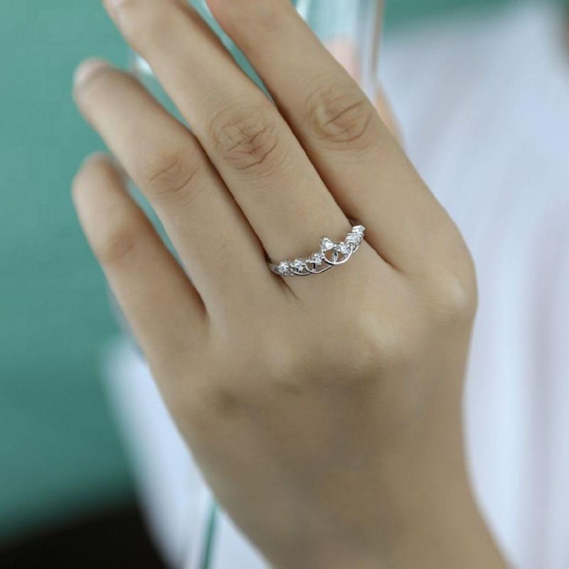 925 Sterling Silver CZ Crown Adjustable Ring Women Temperament Wedding Fashion Jewelry