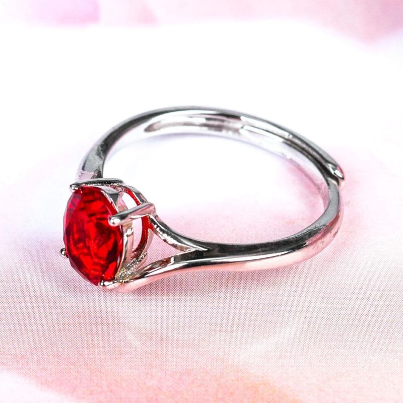 Fashion Jewelry 925 Sterling Silver Created Synthetic Ruby Stone Rings Ruby Jewellery Zirconia Rings