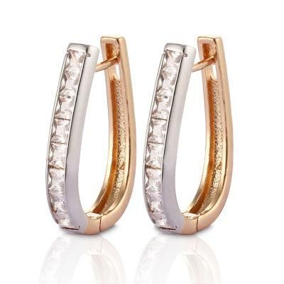 Fashion Women Costume Jewelry 14K 18K Gold Plated Imitation Huggie Hoop Earring with CZ Pearl