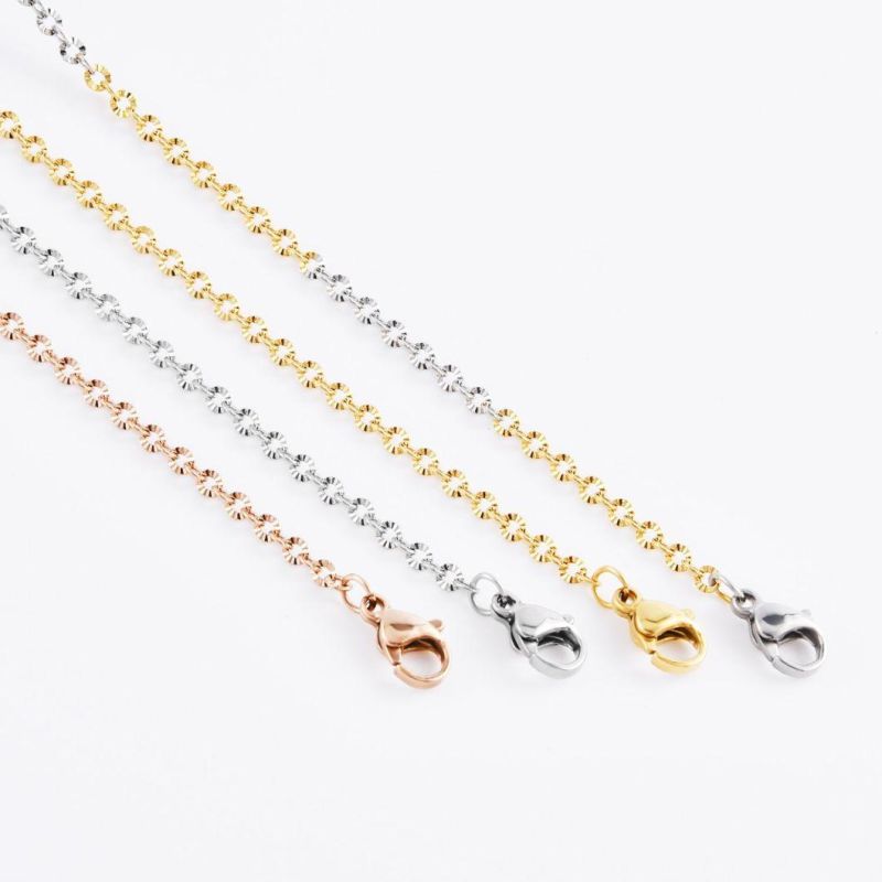 Hot Selling Fashion Gift Jewellery Set Stainless Steel Necklace Cable Chain with Flower Embossed for Jewelry Craft Design DIY