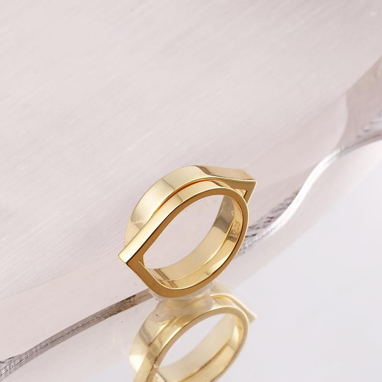Gold Plated 925 Silver Fashion Accessories Luxury Elegant Jewellery Beauty Fashion Jewelry 2022 Trendy Women Fine Ring
