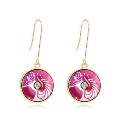 Luxury Hanging Flamingo Pattern Enamel Earring for Women