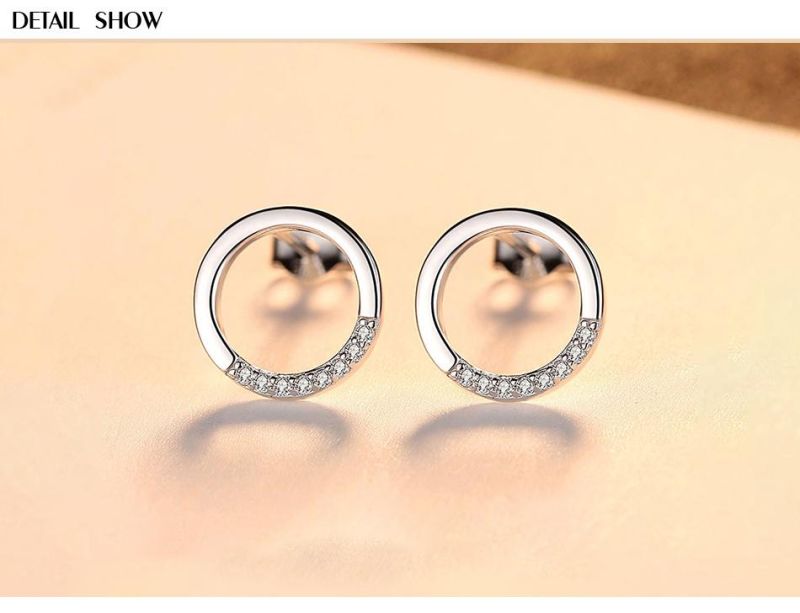 925 Silver Jewelry One Circle Needle Ear Studs
