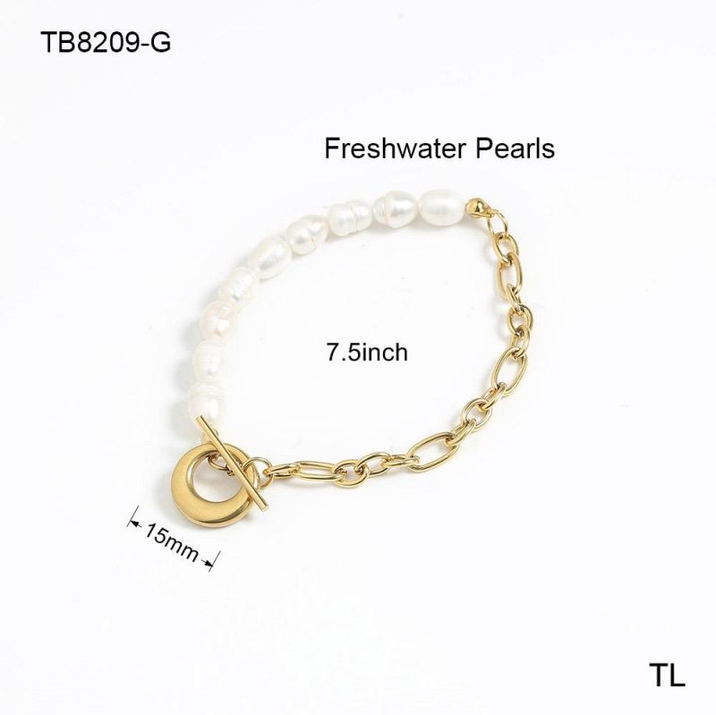 Manufacturer Customized Stainless Steel Jewelry 24K Gold Plated Jewelry Women′s Pearl Bracelet Bracelet