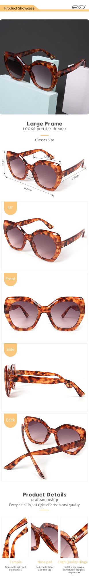 2021 New Fashion Brown PC Lens Glasses Leopard Pattern Sunglasses Bright UV400 Shades Sunglasses Wholesale Fashion Cool Unisex Sunglasses