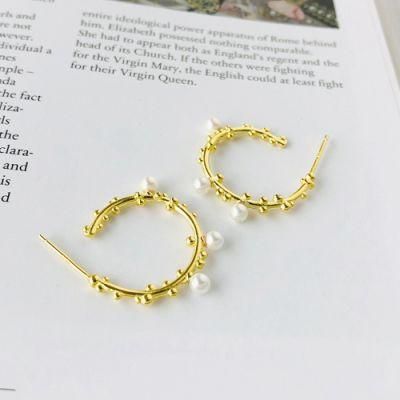 Best Brand 925 Sterling Silver Fashion Stainless Steel Gold Plated Geometry Oval Circle Heart Shaped Women Beaded Earrings