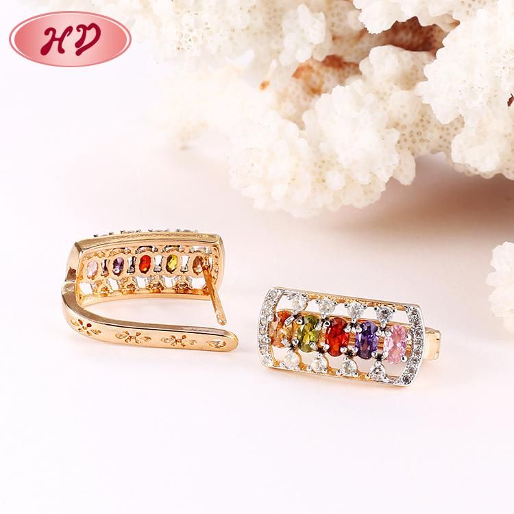 Women Costume Fashion 14K 18K Gold Plated Imitation Jewelry with CZ Pearl Huggie Hoop Earring