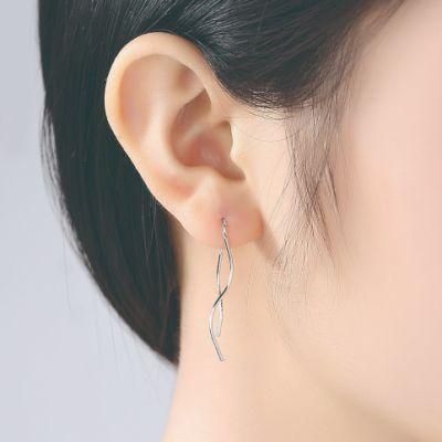 Fashion Jewelry Long Tassel Silver Earring Stud