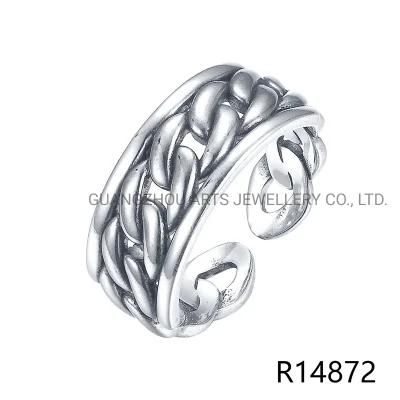 925 Sterling Silver Personality Punk Style Rotating Chain Ring