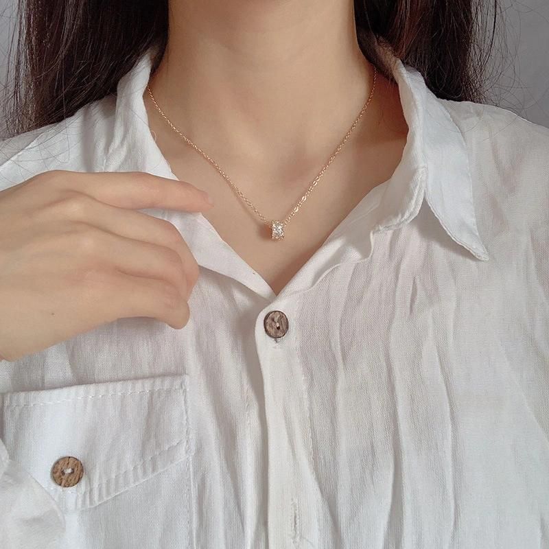Micro-Encrusted Diamond Beads Necklace Pendant Fashion Clavicle Woman