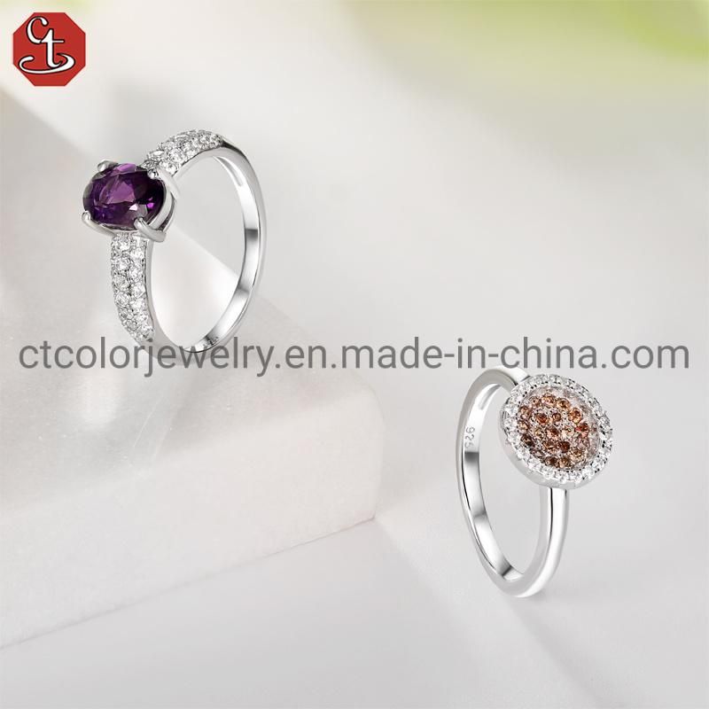 Fashion Jewelry 925 Sterling SilverNatural Gemstone Amethyst Special Design Rings for Women Wedding Gifts