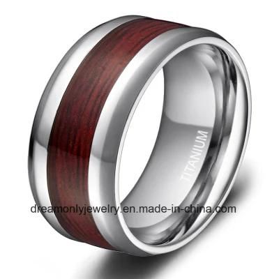 Men&prime;s Ring Wooden Inlay Titanium Ring Finger Ring