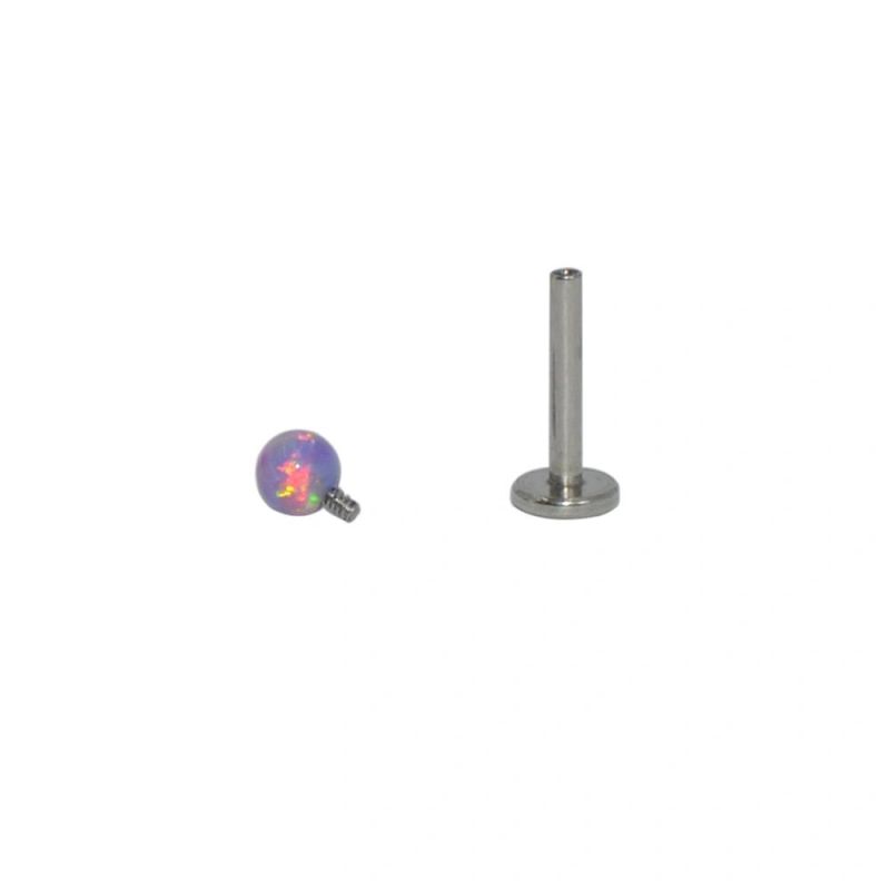 G23 Titanium Labret Body Piercing Jewelry Internally Threaded-16g/with 3/4/5mm Opal Ball