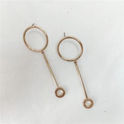 Fashion Women Earrings 18K Gold Color Circle Stud with Long Dangling Earrings Punk Bar Jewelry Accessories Brincos Aros