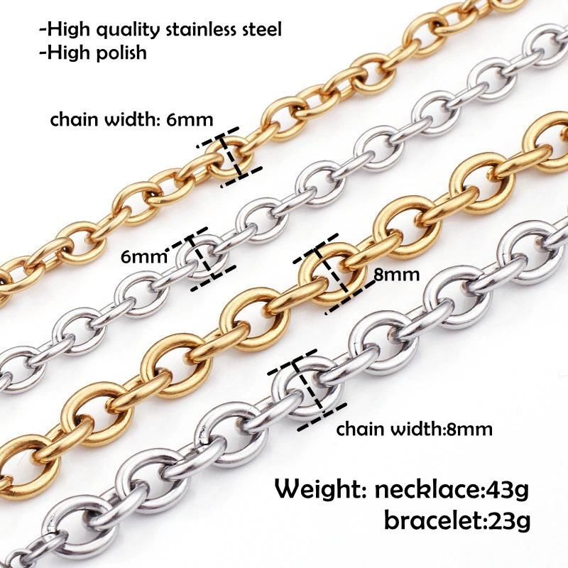 Stainless Steel O Chain Link Necklace with Ot Lock 18K Gold Plated for Women Men Jewelry