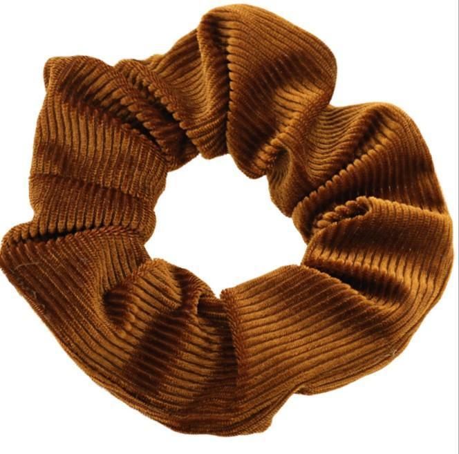 Korean Women Striped Hair Tie Velvet Hair Scrunchies Solid Color Girls Hair Band