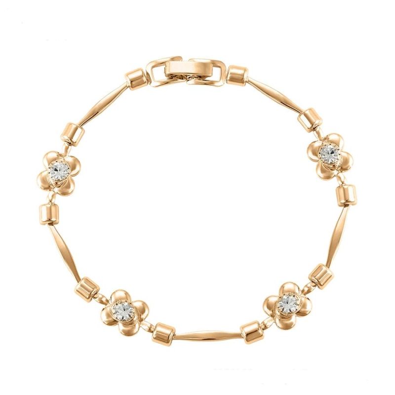 Fashion Style Women Jewelry Simple Designs 18K Gold Flower Shaped Bracelet