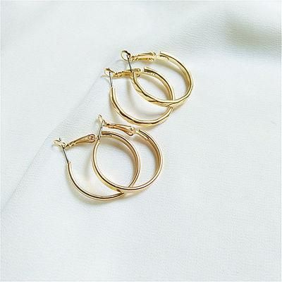 Big Circle Ear Accessories Simple Glossy Gold Color Two Styles Hoop Earrings