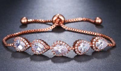 Fashion Rose Gold CZ Bracelet. Bridesmaid CZ Bracelet. Bridal Wedding Bracelet
