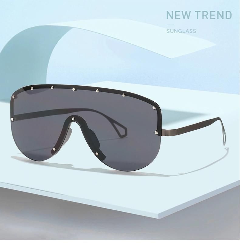 Metal Frame Sunglasses Colorful Lenses One-Piece Sunglasses Trendy Sunglasses