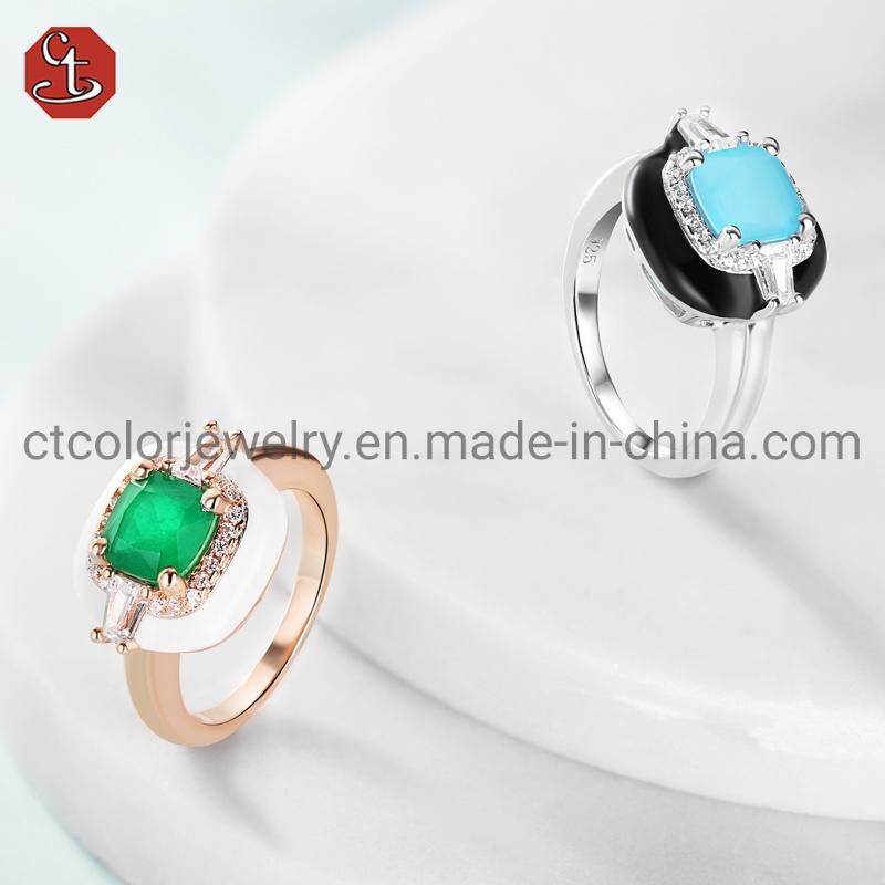 Fashion OEM Jewelry Natural Stone Custom Enamel Ring