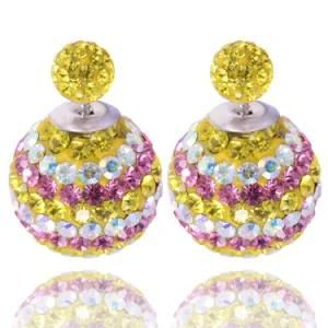 Fashion Double Side Crystal Disco Ball Shiny Ear Studs Earrings