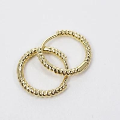 Custom Fashion 18K Gold Plated Jewelry 925 Sterling Silver Circular Twist Rope Huggie Hoop Earrings for Men Women