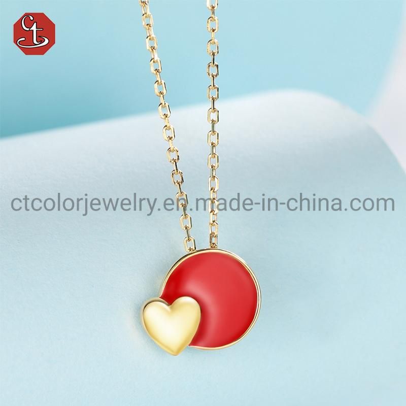 Trendy Jewelry Newest Design Enamel Heart Pendant Jewelry Set