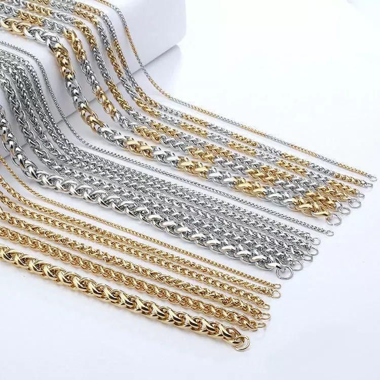 Foxtail Chain Necklace for Men Women Stainless Steel Cuban Link Chain Necklaces Jewelry