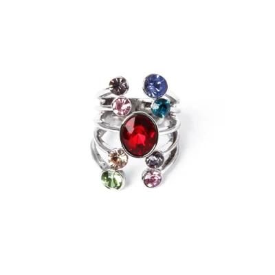 Quality Most Popular Fashion Jewelry Ring with Colored Rhinestone