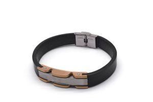Fashion Jewelry Strap Bracelet in Stainless Steel with Two Tones Plating