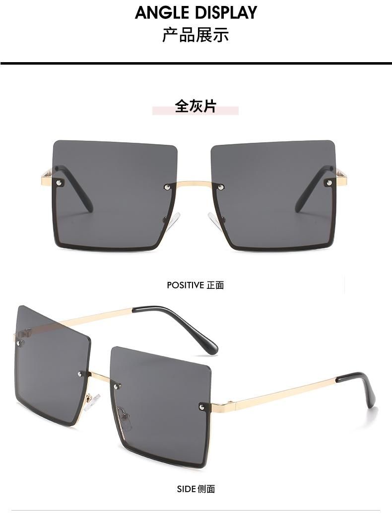 Square Sunglasses Modern Fashion Half Frame Sunglasses Live Street Shooting Glasses
