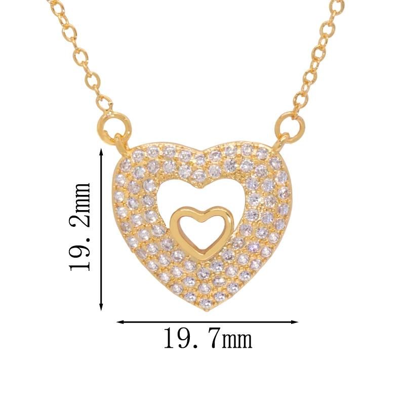 Wholesale Cubic Zirconia Heart Shape Girls Fashion Jewelry Necklace