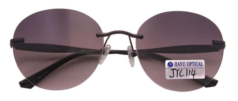 New Fashion Retro Elegant Round Frameless Luxury Metal Women Sunglasses