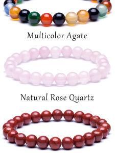 Tiger Eye Buddha Lava Round Beads Elasticity Rope Bracelet
