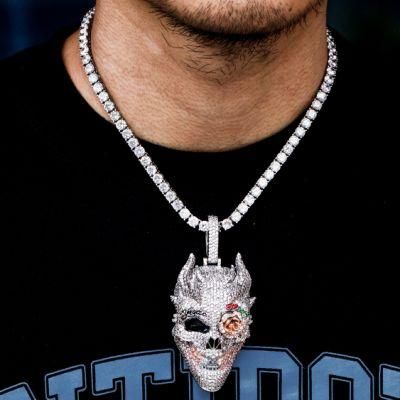 Hot Sale Hip Hop Jewelry Cuban Chain Pendant Crystal Skull Necklace