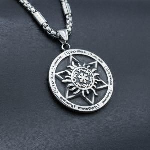 Stainless Steel Six-Pointed Star Sun Round Beaded Chain