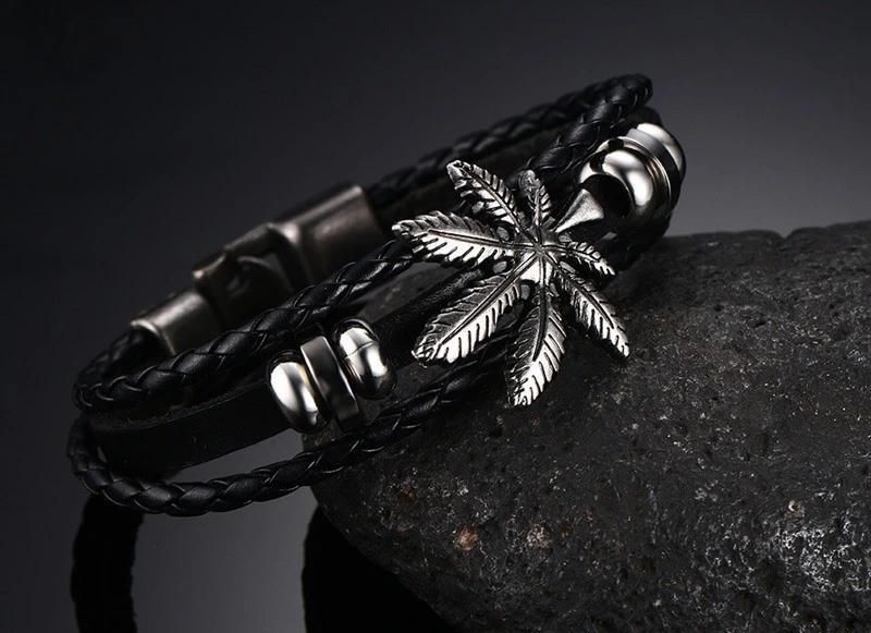 Men Leather Leaf Women Fashion Promotion Gift Bracelet Fashion Jewelry