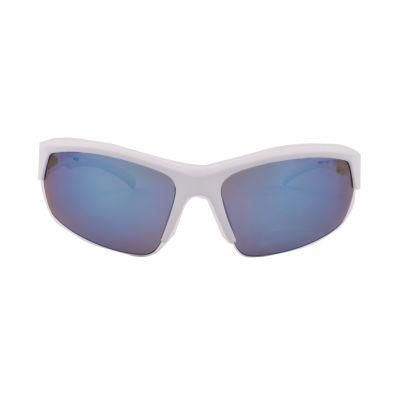 Half Frame White and Blue Sport Sunglasses
