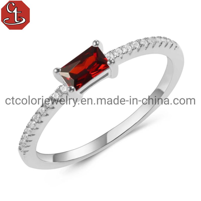 Fashion Wholesale Sterling Silver Jewelry Rose plated Jewelry Simple CZ Stone Ring