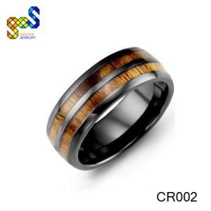 Ceramic Wood Ring with Hawaii Koa Wood Bands