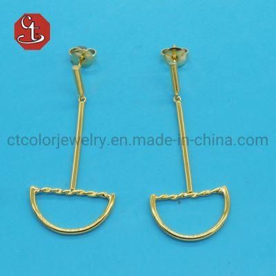 Twistedstring Cable Special Two Tone Plating Hanging Dangle Plain Earring Brass Coper &amp; Silver Jewelry