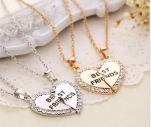 Gold or Silver Tone Necklace with Heart Twins Set