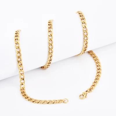 Hot Sell Hip-Hop Fashion 18K Gold Plated Curb Chain Stainless Steel Jewelry for Men and Women Necklace